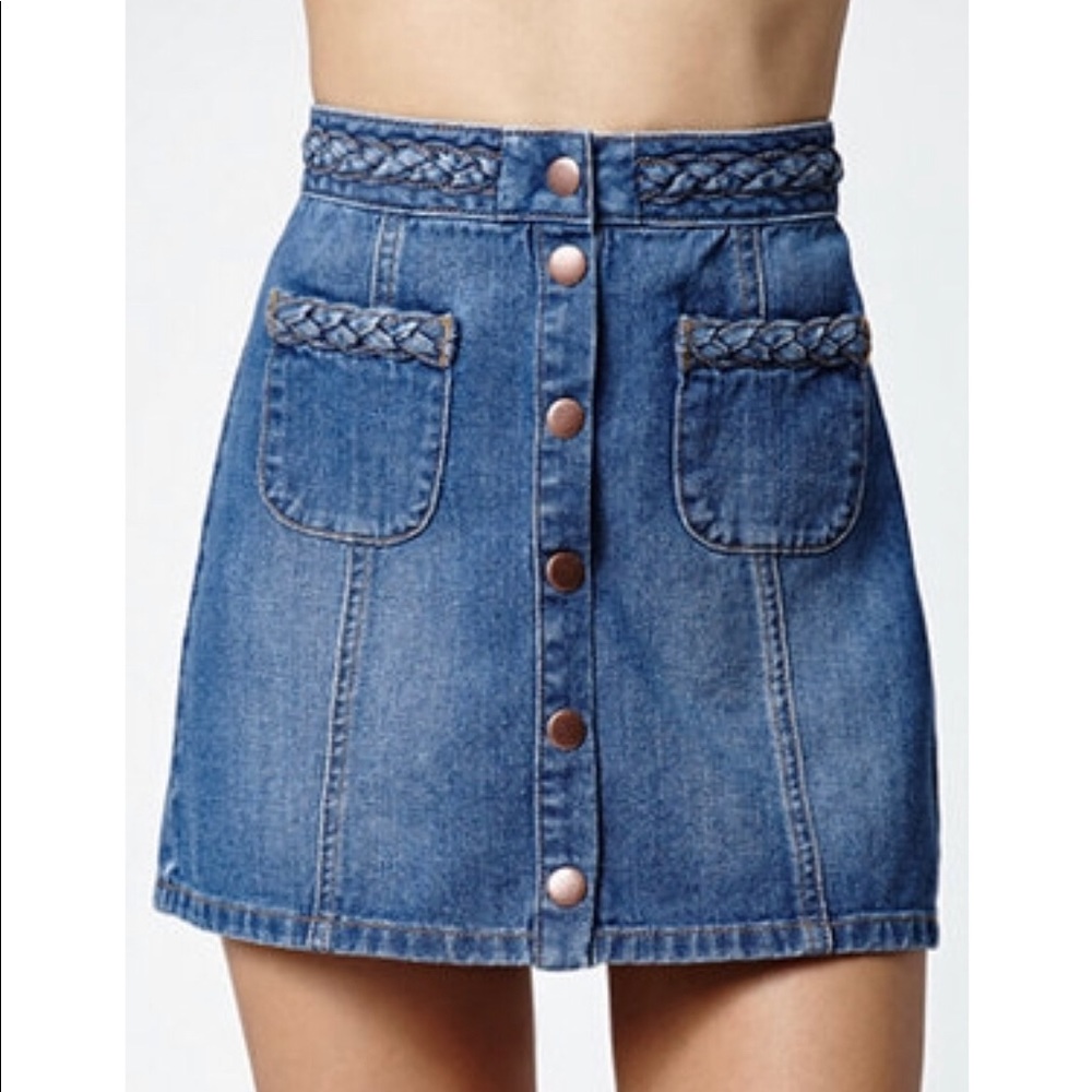 Kendall & Kylie Braided Denim Skirt